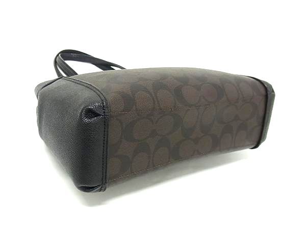 COACH コーチ ハンドバッグ シグネチャー F26139 ブラック ブラウン PVC レザー レディース 2WAY ゴールド金具