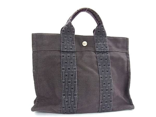 HERMES エルメス ハンドバッグ エールライン トートPM グレー キャンバス レディース シルバー金具