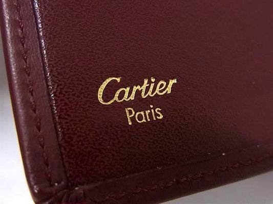 Cartier カルティエ 財布 マストライン ボルドー レザー レディース 三つ折り 財布 美品