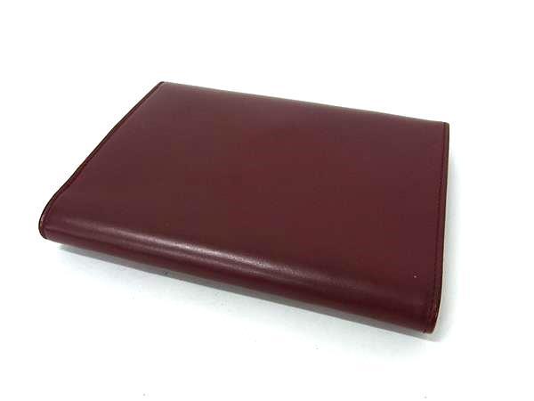 Cartier カルティエ 財布 マストライン ボルドー レザー レディース 三つ折り 財布 美品