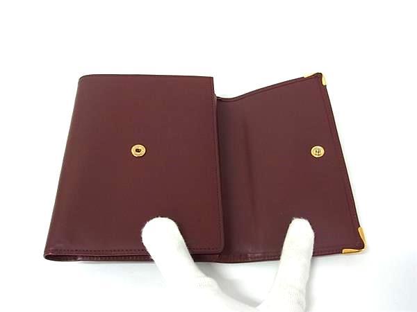 Cartier カルティエ 財布 マストライン ボルドー レザー レディース 三つ折り 財布 美品