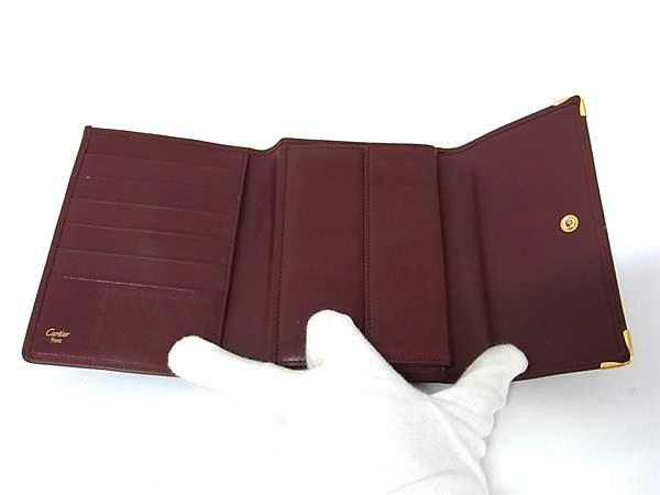 Cartier カルティエ 財布 マストライン ボルドー レザー レディース 三つ折り 財布 美品