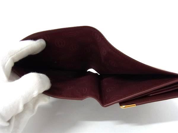 Cartier カルティエ 財布 マストライン ボルドー レザー レディース 三つ折り 財布 美品