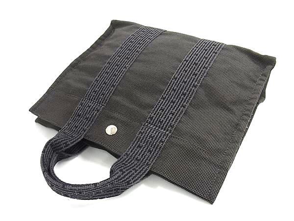 HERMES エルメス ハンドバッグ エールライン トートPM グレー キャンバス レディース シルバー金具 美品