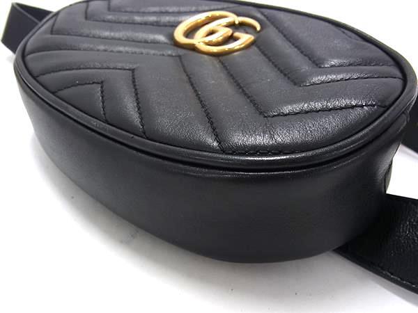 GUCCI グッチ ウエストバッグ GGマーモント 476484 ブラック レザー ユニセックス ゴールド金具 美品