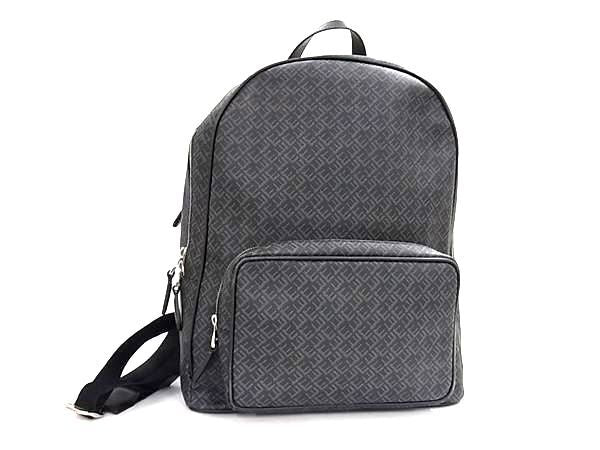 dunhill ダンヒル リュックサック シグネチャー ダークグレー PVC レザー メンズ シルバー金具