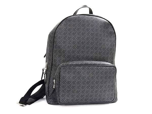 dunhill ダンヒル リュックサック シグネチャー ダークグレー PVC レザー メンズ シルバー金具