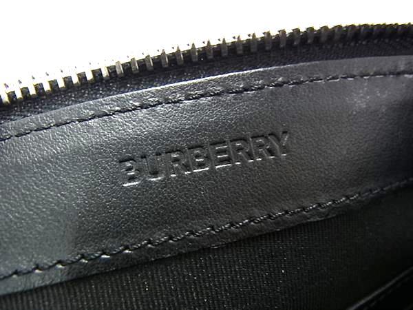 BURBERRY バーバリー クラッチバッグ 8009214 ブラック レザー メンズ ロゴ シルバー金具 美品