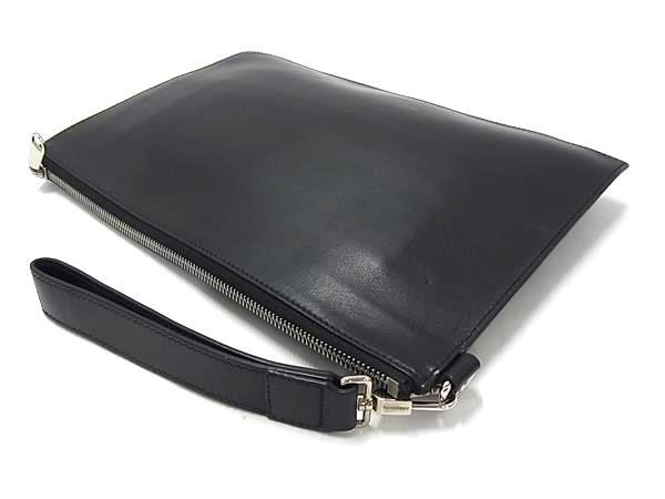 BURBERRY バーバリー クラッチバッグ 8009214 ブラック レザー メンズ ロゴ シルバー金具 美品