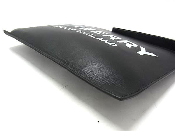 BURBERRY バーバリー クラッチバッグ 8009214 ブラック レザー メンズ ロゴ シルバー金具 美品