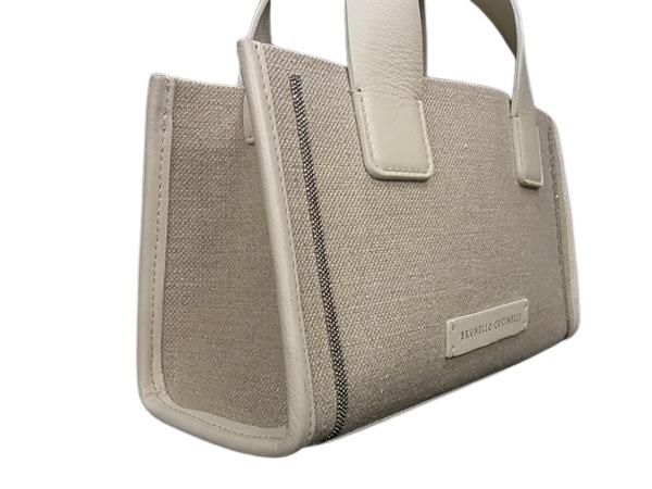 BRUNELLO CUCINELLI ブルネロ クチネリ ハンドバッグ ベージュ キャンバス レザー レディース 2WAY 新古未使用展示品