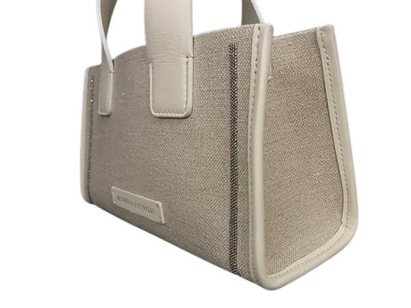 BRUNELLO CUCINELLI ブルネロ クチネリ ハンドバッグ ベージュ キャンバス レザー レディース 2WAY 新古未使用展示品
