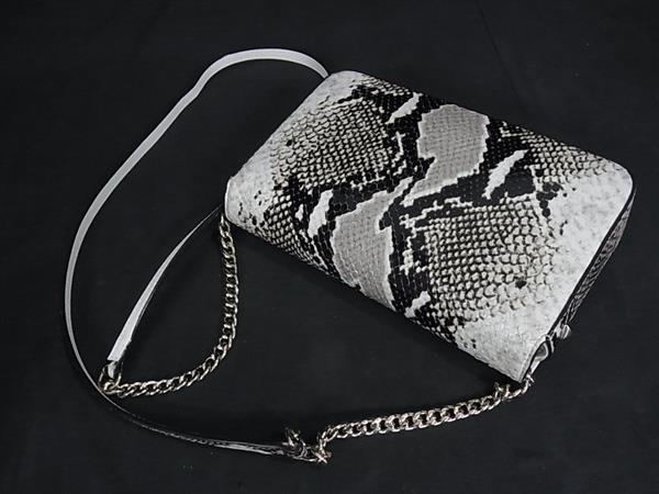 JIMMY CHOO ジミーチュウ ショルダーバッグ ヴァレンヌ グレー ブラック パイソン型押しレザー レディース チェーン ゴールド金具 美品