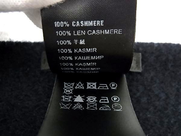 PRADA プラダ マフラー 1FS018 ネイビー イエロー カシミヤ100％ ユニセックス チェック柄 フリンジ 超美品