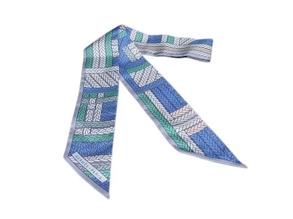 HERMES エルメス リボンスカーフ ツイリー マルチカラー シルク100% レディース TRESS H トレスH 超美品