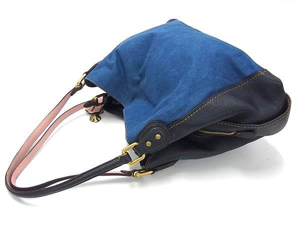 COACH コーチ トートバッグ イーディー 28916 ブルー系 デニム レザー レディース 美品