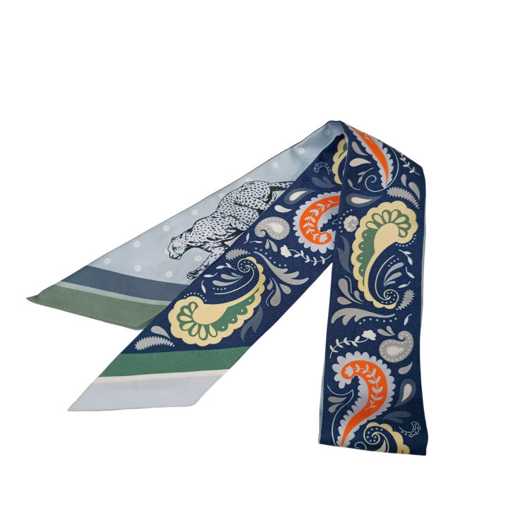 HERMES エルメス リボンスカーフ ツイリー マルチカラー シルク100% レディース GUEPARDS BANDANA 美品