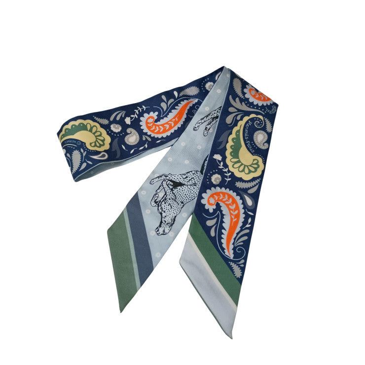 HERMES エルメス リボンスカーフ ツイリー マルチカラー シルク100% レディース GUEPARDS BANDANA 美品