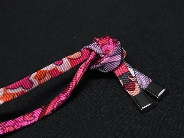 HERMES エルメス ネックレス トゥールビヨン ピンク系 メタル シルク レディース ホース シュバル パリ限定 シルバー金具 新品未使用展示品