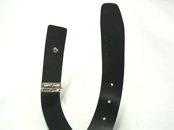 BVLGARI ブルガリ ベルト ブラック系 レザー ユニセックス シルバー金具 美品
