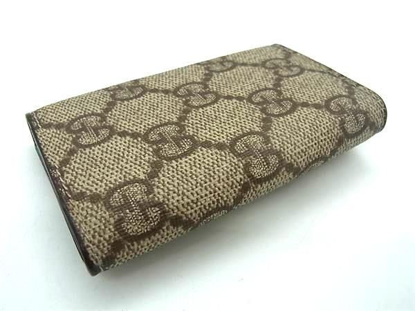 GUCCI グッチ キーケース GGスプリーム 115063 ベージュ ブルー系 PVC レザー ユニセックス シルバー金具 超美品