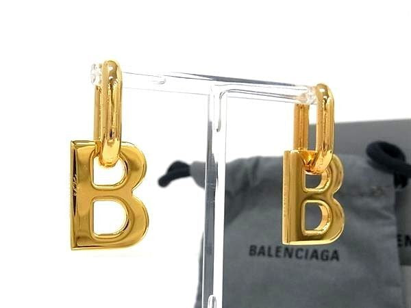 BALENCIAGA バレンシアガ ピアス B CHAIN ゴールド系 メタル レディース