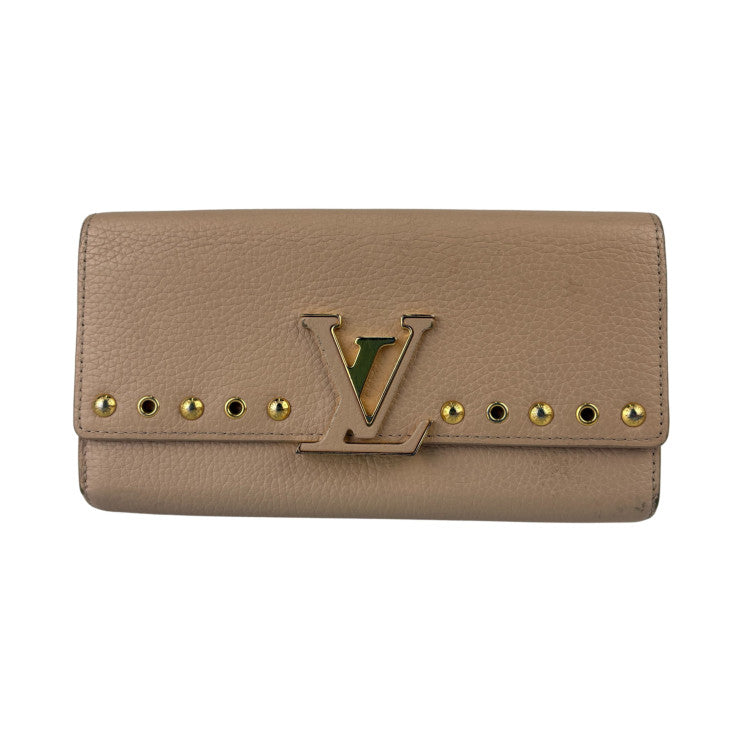 LOUIS VUITTON ルイヴィトン 長財布 ポルトフォイユ・カプシーヌ M62763 ティボリー（ピンク系） トリヨンレザー レディース 二つ折り スタッズ ゴールド金具 美品