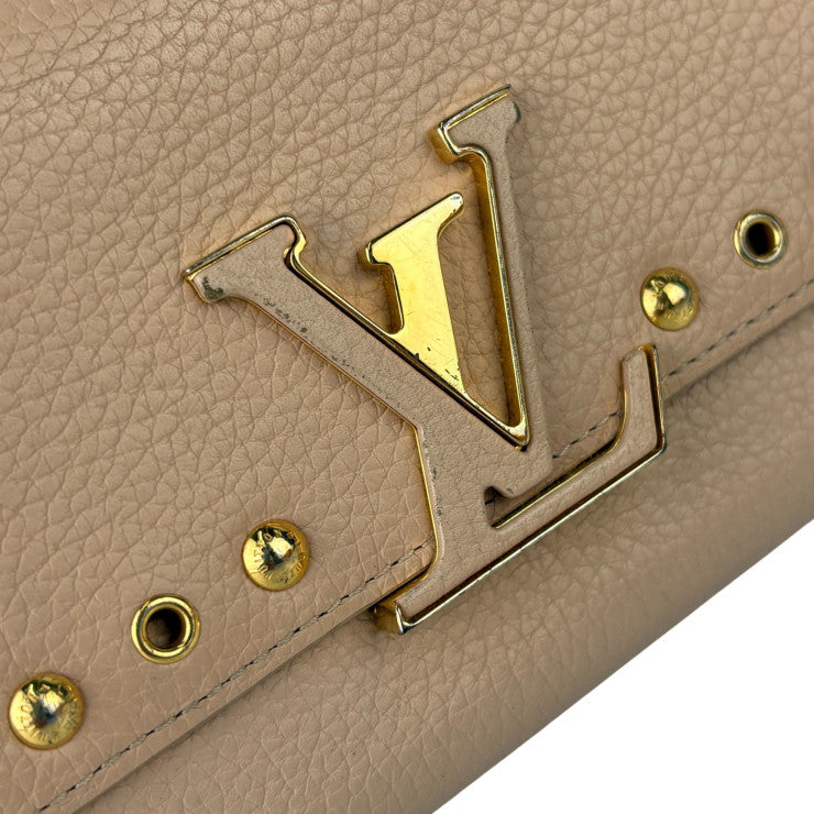 LOUIS VUITTON ルイヴィトン 長財布 ポルトフォイユ・カプシーヌ M62763 ティボリー（ピンク系） トリヨンレザー レディース 二つ折り スタッズ ゴールド金具 美品