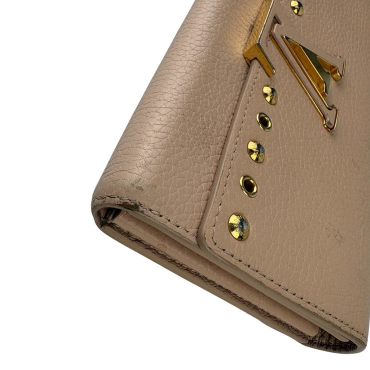 LOUIS VUITTON ルイヴィトン 長財布 ポルトフォイユ・カプシーヌ M62763 ティボリー（ピンク系） トリヨンレザー レディース 二つ折り スタッズ ゴールド金具 美品