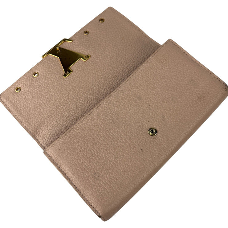 LOUIS VUITTON ルイヴィトン 長財布 ポルトフォイユ・カプシーヌ M62763 ティボリー（ピンク系） トリヨンレザー レディース 二つ折り スタッズ ゴールド金具 美品
