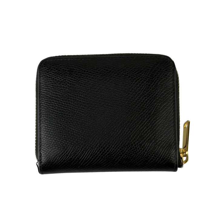 CELINE セリーヌ 二つ折り財布 スモール ジップウォレット エッセンシャル 10L20 ブラック系 レザー ユニセックス ラウンドファスナー ゴールド金具 美品
