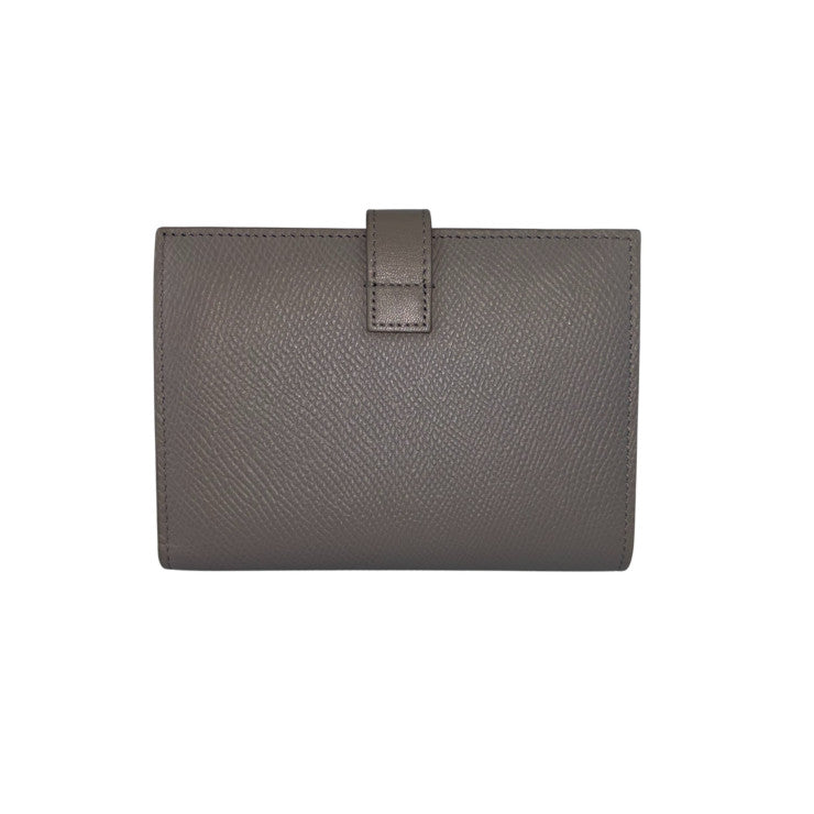 CELINE セリーヌ 二つ折り財布 MEDIUM STRAP WALLET ミディアム ストラップ ウォレット 10B643BFP グレージュ系 レザー レディース ゴールド金具 美品