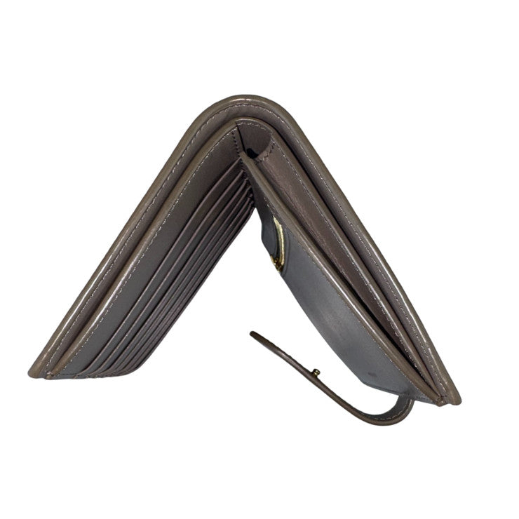 CELINE セリーヌ 二つ折り財布 MEDIUM STRAP WALLET ミディアム ストラップ ウォレット 10B643BFP グレージュ系 レザー レディース ゴールド金具 美品