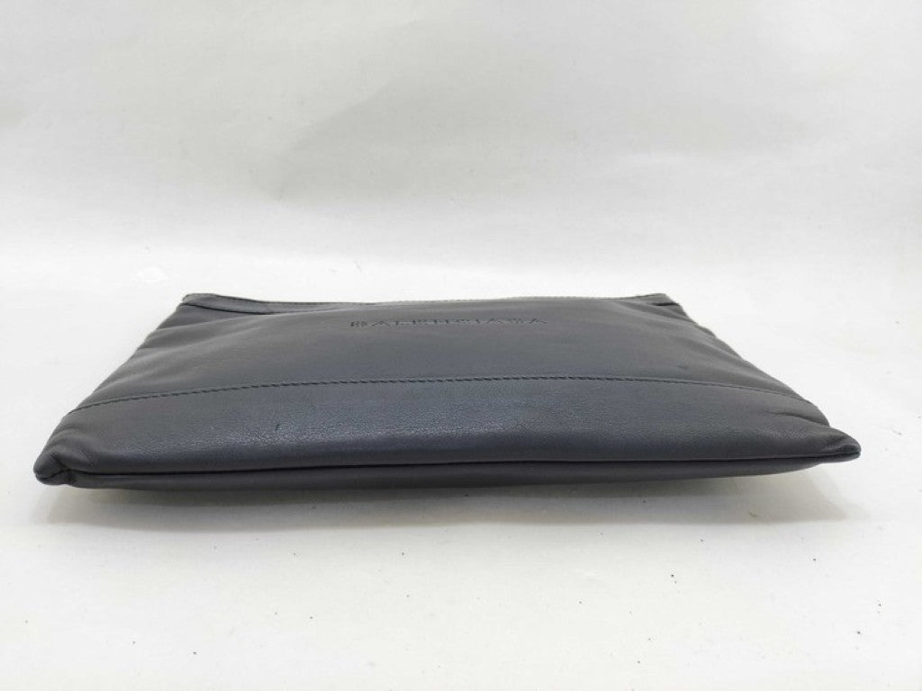 BALENCIAGA バレンシアガ クラッチバッグ ネイビークリップ 373834 ブラック系 レザー メンズ シルバー金具 美品