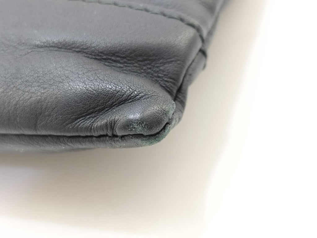 BALENCIAGA バレンシアガ クラッチバッグ ネイビークリップ 373834 ブラック系 レザー メンズ シルバー金具 美品