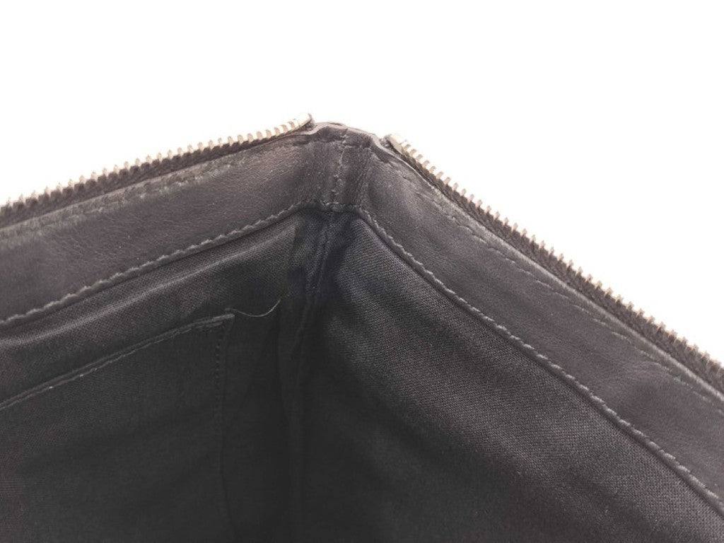 BALENCIAGA バレンシアガ クラッチバッグ ネイビークリップ 373834 ブラック系 レザー メンズ シルバー金具 美品
