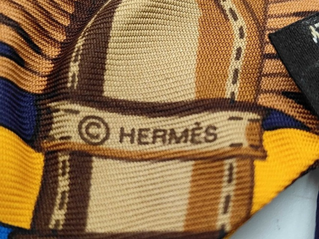 HERMES エルメス リボンスカーフ ツイリー マルチカラー系 シルク100％ レディース