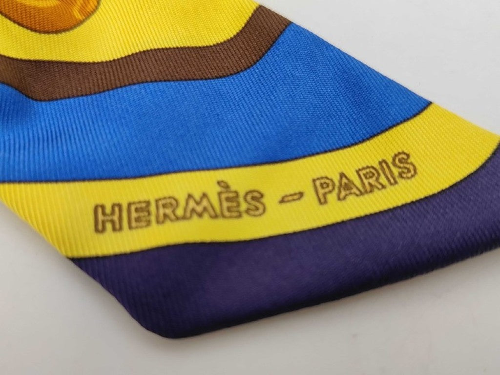HERMES エルメス リボンスカーフ ツイリー マルチカラー系 シルク100％ レディース