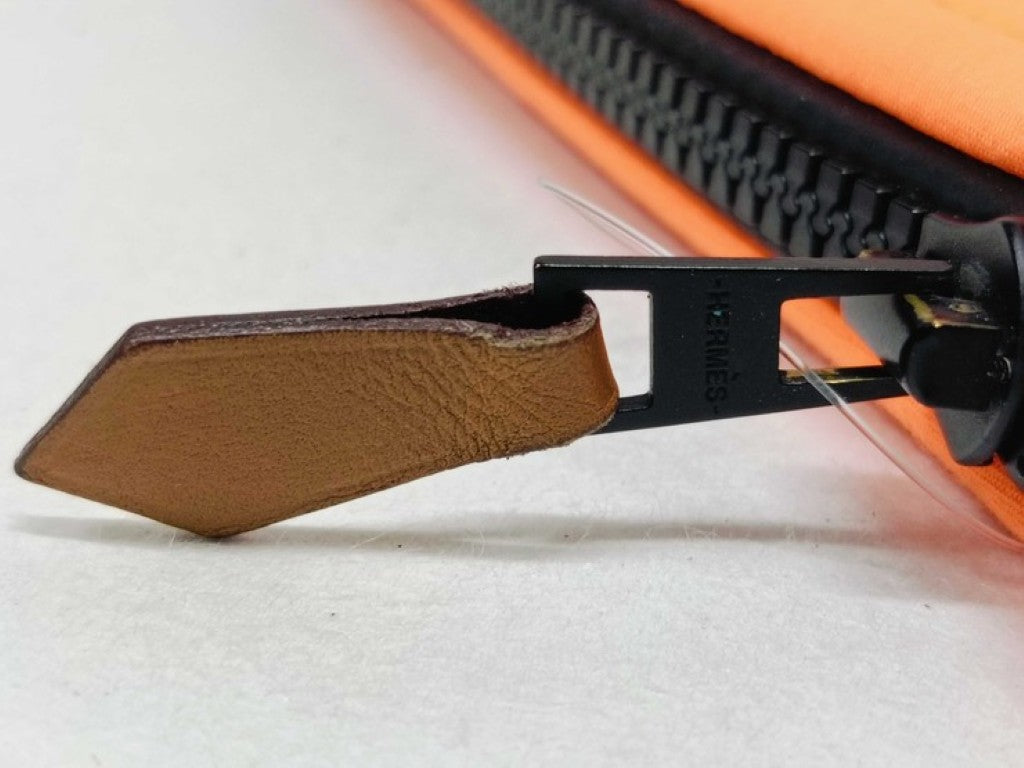 HERMES エルメス ポーチ BAIN フラットポーチ オレンジ系 キャンバス ユニセックス 美品
