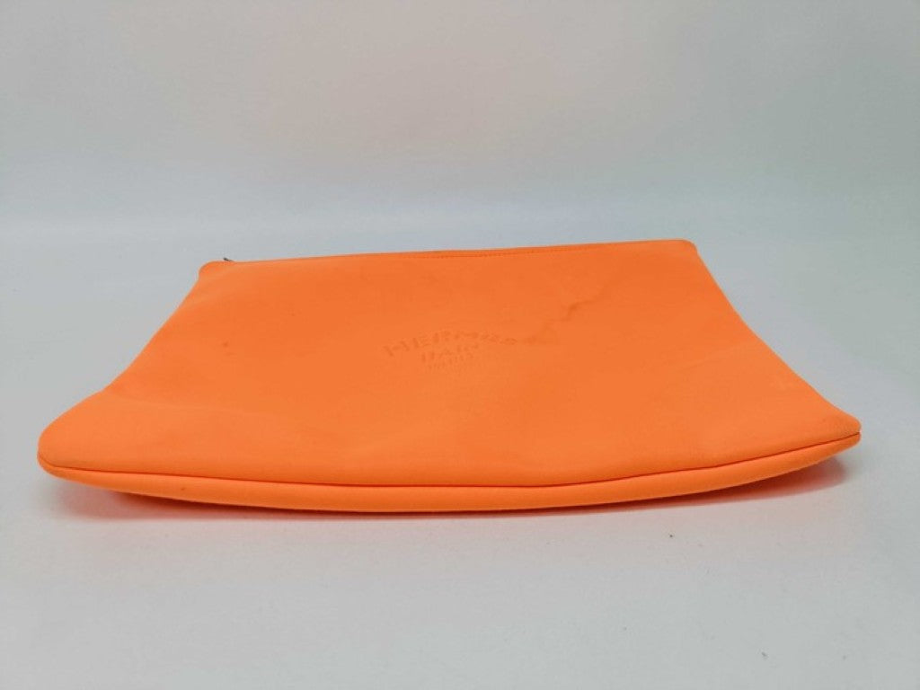 HERMES エルメス ポーチ BAIN フラットポーチ オレンジ系 キャンバス ユニセックス 美品