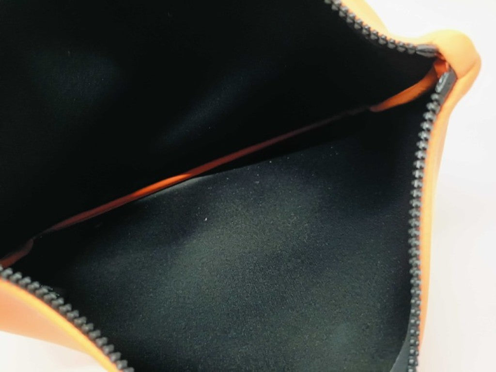 HERMES エルメス ポーチ BAIN フラットポーチ オレンジ系 キャンバス ユニセックス 美品