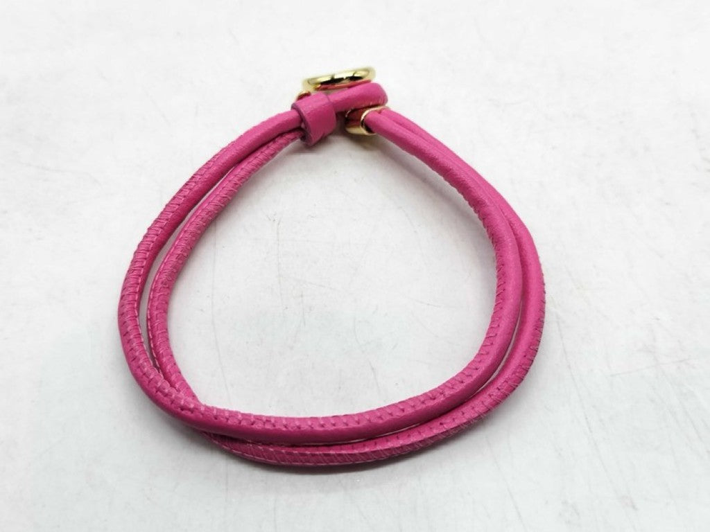 FENDI フェンディ ブレスレット 8AL320 ピンク系 メタル レザー レディース ゴールド金具 美品