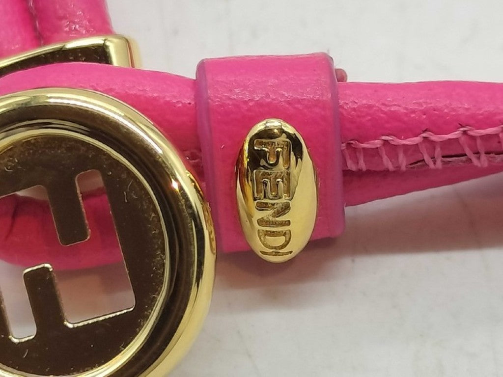 FENDI フェンディ ブレスレット 8AL320 ピンク系 メタル レザー レディース ゴールド金具 美品