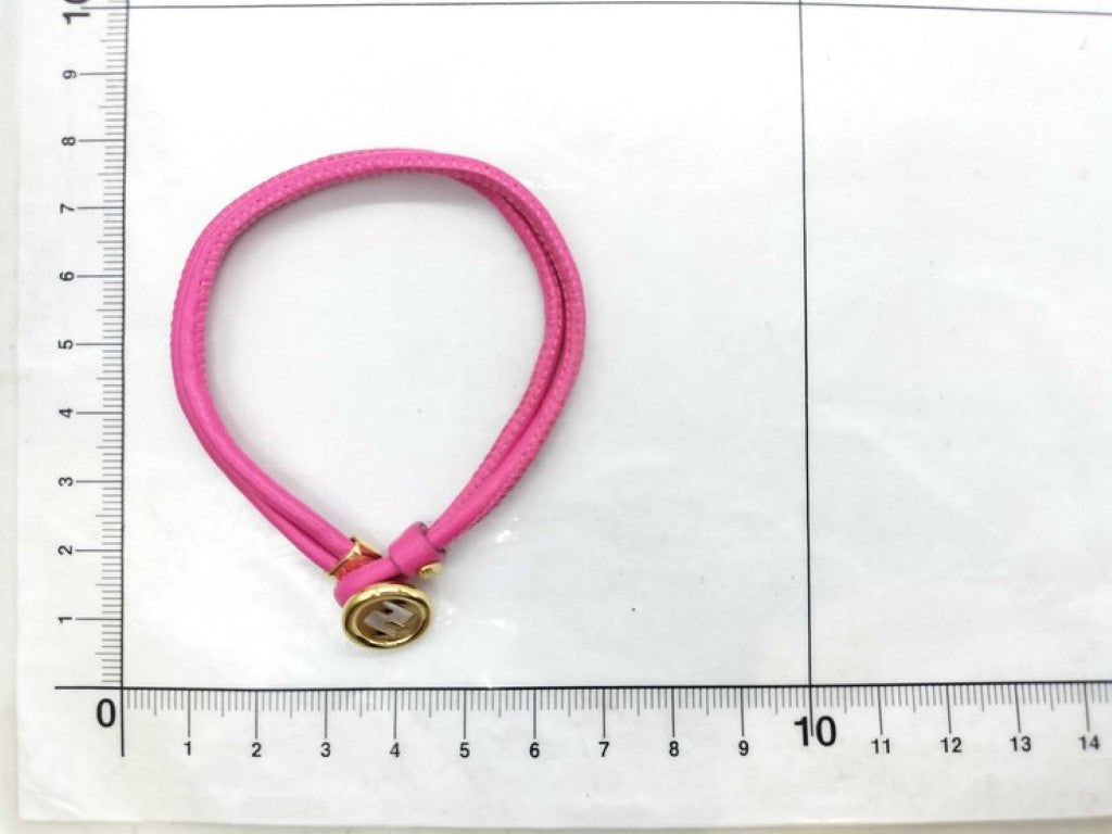 FENDI フェンディ ブレスレット 8AL320 ピンク系 メタル レザー レディース ゴールド金具 美品