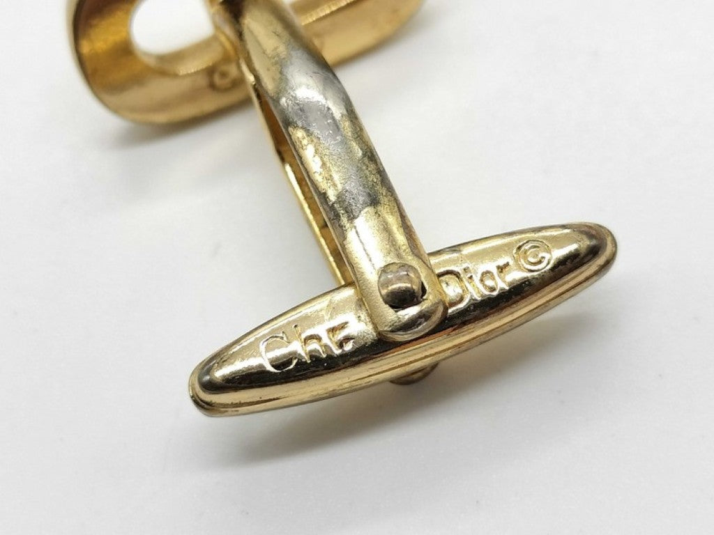 Christian Dior ディオール ブローチ ゴールド系 メタル レザー レディース 香水瓶 ピンブローチ CDロゴカフス 美品