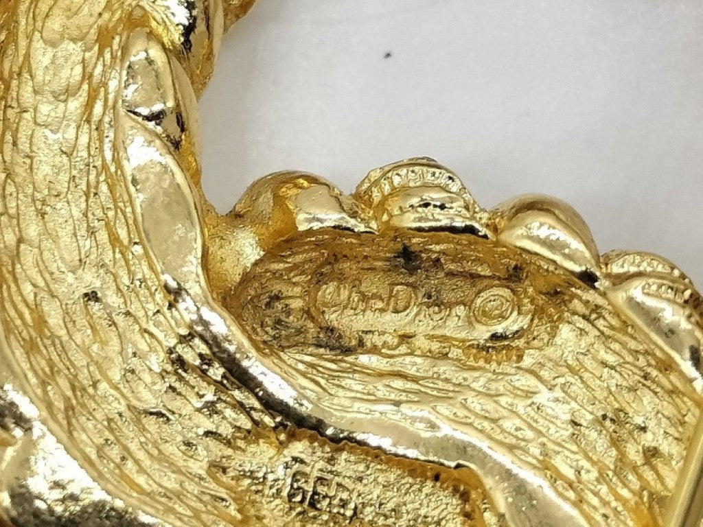 Christian Dior ディオール ブローチ ゴールド系 メタル レザー レディース 香水瓶 ピンブローチ CDロゴカフス 美品