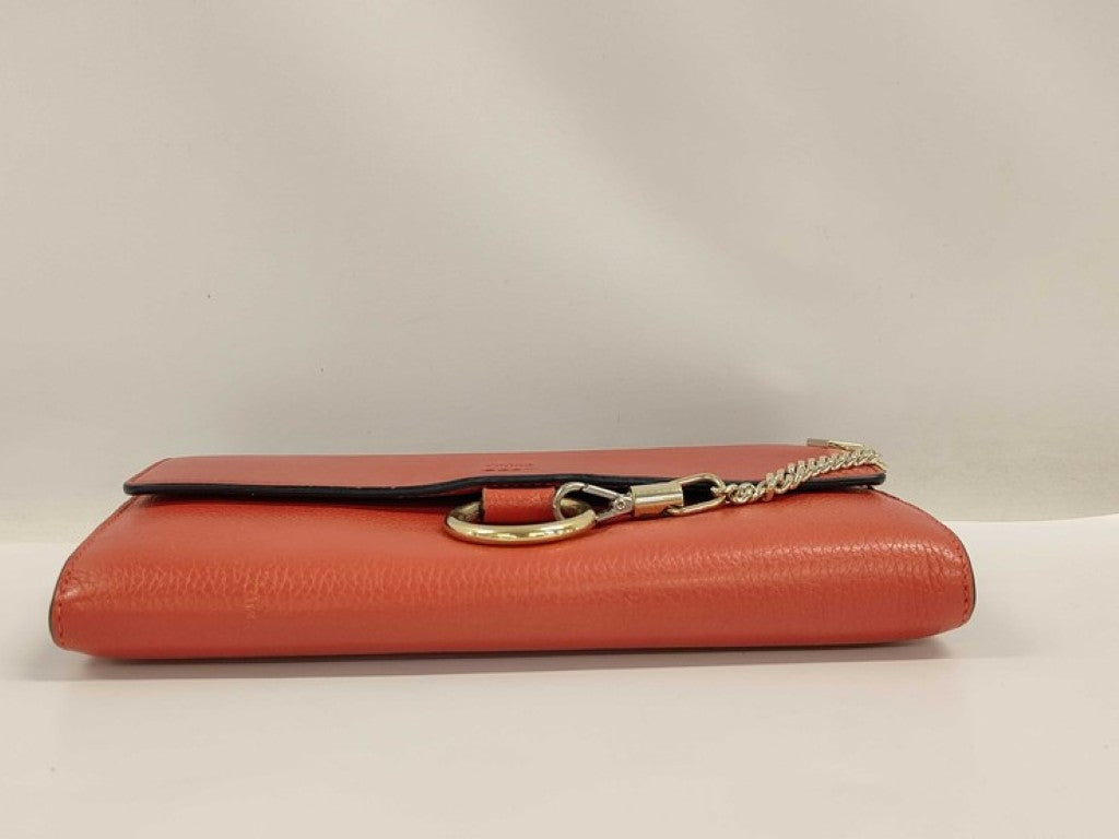 chloe クロエ 長財布 Faye フェイ レッド系 レザー レディース 二つ折り ゴールド金具 美品