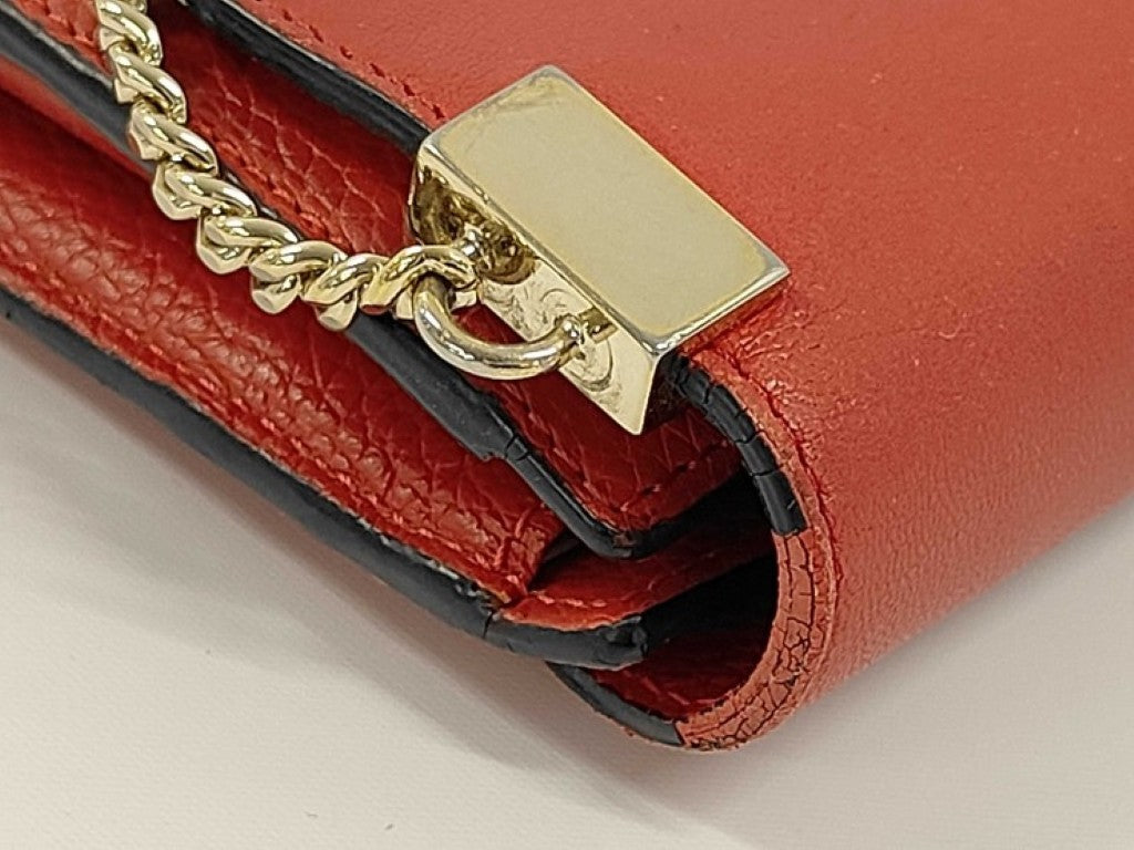 chloe クロエ 長財布 Faye フェイ レッド系 レザー レディース 二つ折り ゴールド金具 美品