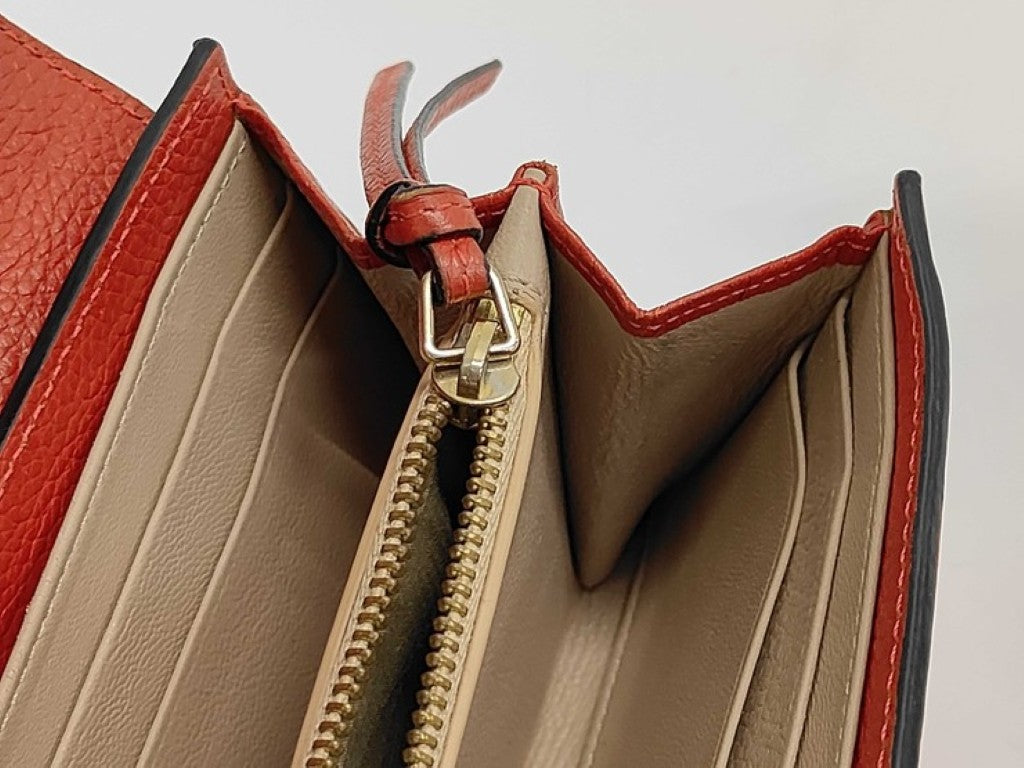 chloe クロエ 長財布 Faye フェイ レッド系 レザー レディース 二つ折り ゴールド金具 美品