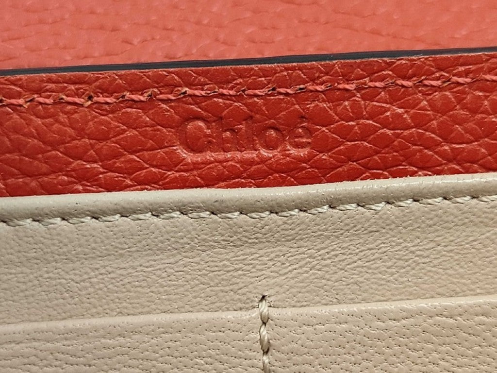 chloe クロエ 長財布 Faye フェイ レッド系 レザー レディース 二つ折り ゴールド金具 美品